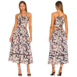 $198 Something Navy Cut Out Colorful Floral Spring Tie Back Dress RTR